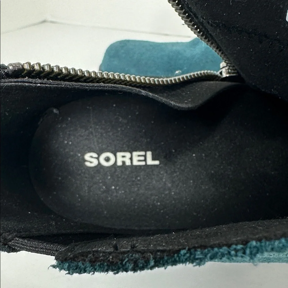 Sorel Joan of Arctic Wedge II Side Zip Boots Blue Suede Women's Size US 9‎ EU 40